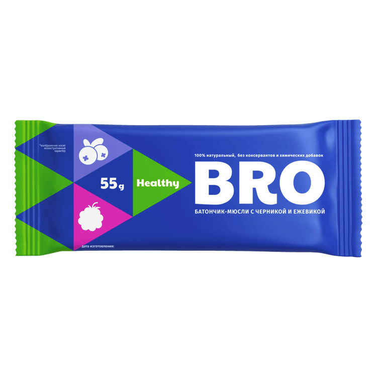 Батончики-мюсли "BRO" с черникой и ежевикой