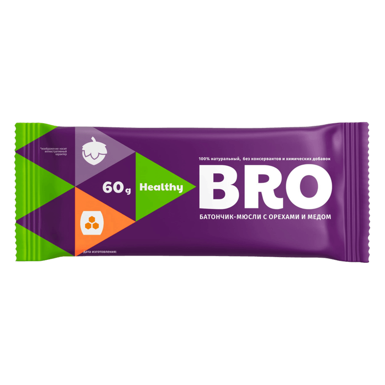 Батончики-мюсли "BRO" ореховый с медом